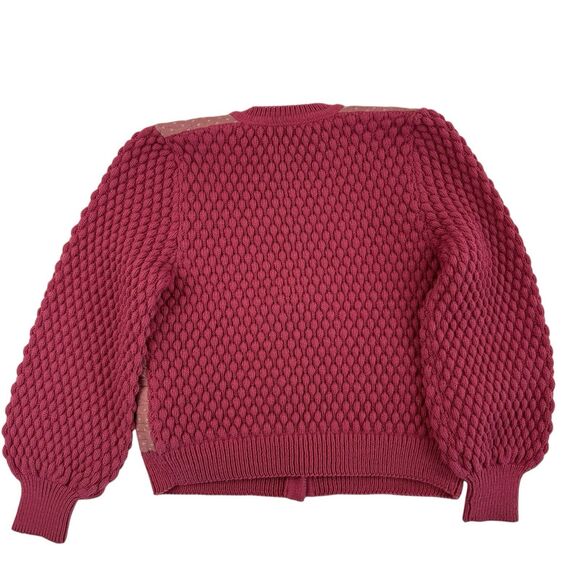 Handmade Quilted Pink Teddy Bear Heart Cottagecore Hippie Cardigan Medium - Picture 11 of 14